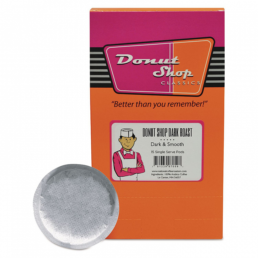 Donut Shop Coffee Pods, Dark Roast, 15/Box (8599961590)