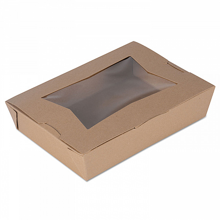 ChampPak Window Carryout Boxes, #2, 7.75 x 5.5 x 1.88, Brown, Paper, 200/Carton (07320)