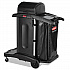Executive High Security Janitorial Cleaning Cart, Plastic, 4 Shelves, 1 Bin, 23.1