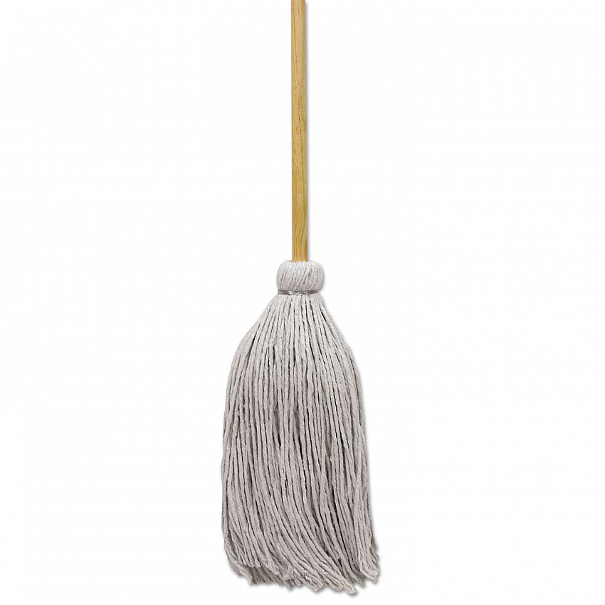 Cotton Deck Mop, #20 White Cotton Head, 50" Wood Handle, 12/Carton (CD50020S)