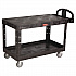 Heavy-Duty Utility Cart with Flat Shelves, Plastic, 2 Shelves, 500 lb Capacity, 25.25