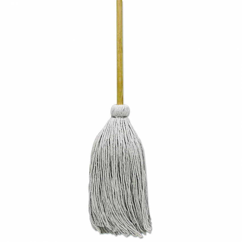 Cotton Deck Mop, #32 White Cotton Head, 50" Wood Handle, 6/Carton (CD50032S)