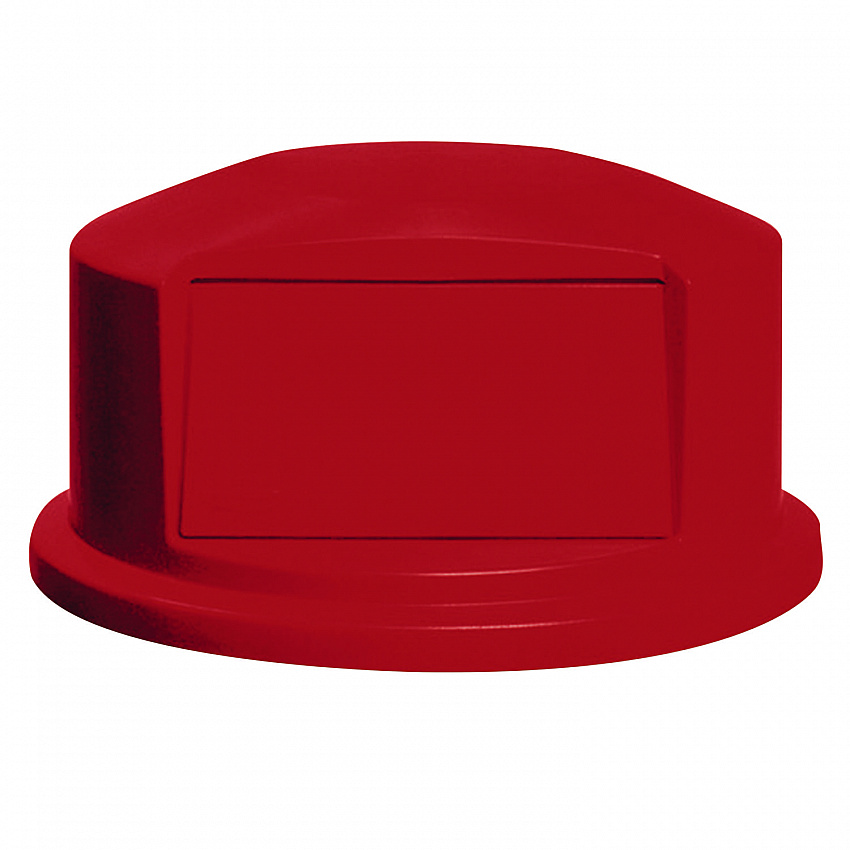 Round BRUTE Dome Top with Push Door, For 44-Gallon Containers, 24.81" Diameter x 12.63h, Red (264788RED)