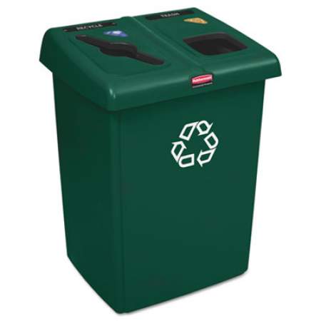 Rubbermaid Commercial Glutton Recycling Station, Two-Stream, 46 gal, Green (1792340)
