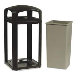 Rubbermaid Commercial LANDMARK SERIES CLASSIC DOME TOP CONTAINER WITH ASHTRAY, PLASTIC, 50 GAL, SABLE (397501SAB)
