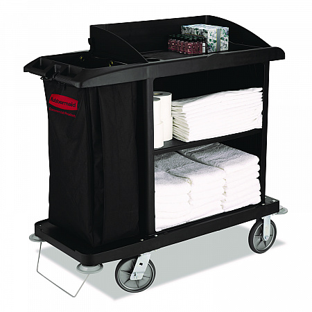 Multi-Shelf Cleaning Cart, Plastic, 4 Shelves, 1 Bin, 22