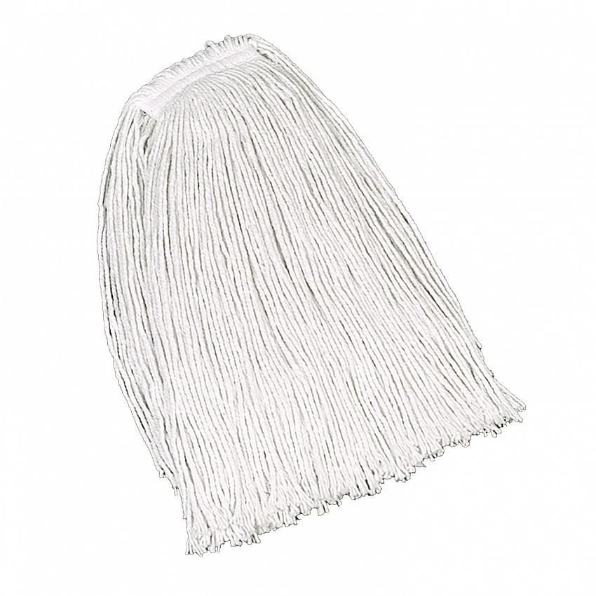 Non-Launderable Economy Cotton Mop Heads, Cut-End, Cotton, White, 32 oz, 1"  White Headband, 12/Carton (V119)