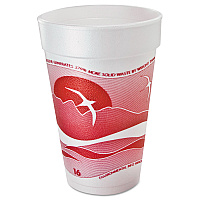 Horizon Hot/Cold Foam Drinking Cups, 16 oz, White/Cranberry, 25/Bag, 40 Bags/Carton (16J16H)