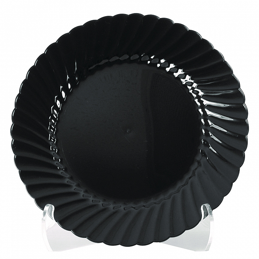 Classicware Plastic Plates, 7.5" dia, Black, 10/Pack, 18 Packs/Carton (CW75180BK)