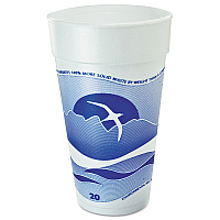 Horizon Hot/Cold Foam Drinking Cups, 20 oz, White/Blueberry, 25/Bag, 20 Bags/Carton (20J16H)