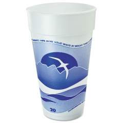 Dart Horizon Hot/Cold Foam Drinking Cups, 20 oz, Printed, Blueberry/White, 25/Bag, 20 Bags/Carton (20J16H)