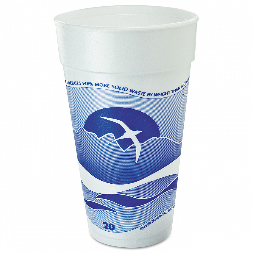Horizon Hot/Cold Foam Drinking Cups, 20 oz, White/Blueberry, 25/Bag, 20 Bags/Carton (20J16H)