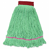 Wideband Looped-End Mop Heads, Cotton/Rayon/Synthetic, Large, Green, 12/Carton (LM30314L)