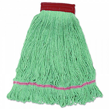 Wideband Looped-End Mop Heads, Cotton/Rayon/Synthetic, Large, Green, 12/Carton (LM30314L)