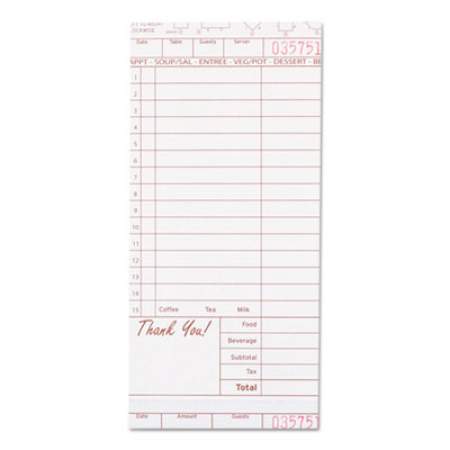 AmerCareRoyal Guest Check Book, Single Sheet, 4.21 X 9.02, 200/pack, 10 Packs/carton (GC49321)