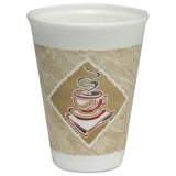Dart Caf G Hot/Cold Cups, Foam, 12 oz, White with Brown/Red/White, 20/Bag, 50 Bags/Carton (12X12G)