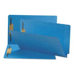 Smead Heavyweight Colored End Tab Folders with Two Fasteners, Straight Tab, Legal Size, Blue, 50/Box (28040)