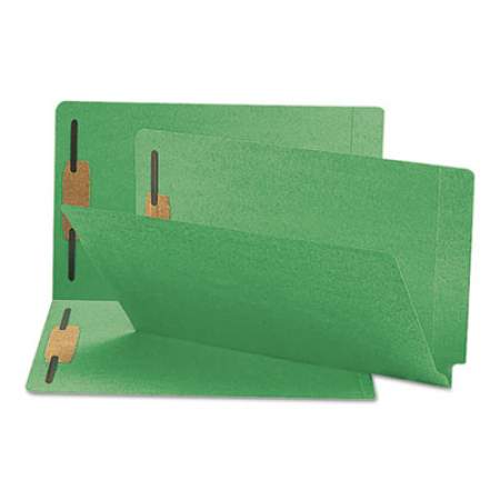 Smead Heavyweight Colored End Tab Folders with Two Fasteners, Straight Tab, Legal Size, Green, 50/Box (28140)