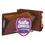 Smead End Tab Pressboard Classification Folders with SafeSHIELD Coated Fasteners, 3 Dividers, Legal Size, Red, 10/Box (29865)