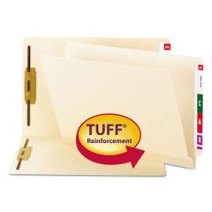 Smead TUFF Laminated 2-Fastener Folders with Reinforced Tab, Straight Tab, Letter Size, Manila, 50/Box (34105)