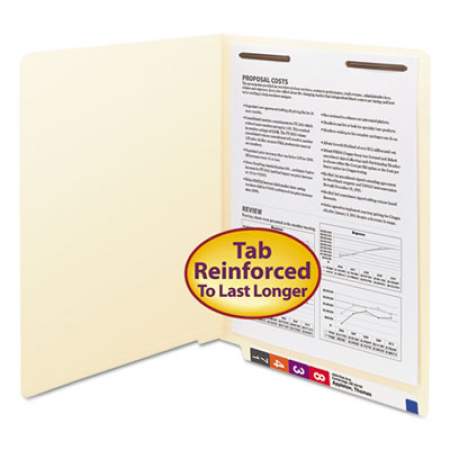 Smead Manila End Tab 1-Fastener Folders with Reinforced Tabs, 0.75" Expansion, Straight Tab, Letter Size, 11 pt. Manila, 50/Box (34110)