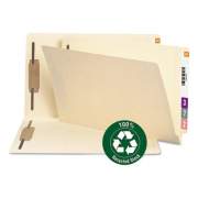Smead 100% Recycled Manila End Tab Folders with Two Fasteners, Straight Tab, Legal Size, 50/Box (37160)