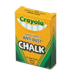 Crayola Nontoxic Anti-Dust Chalk, White, 12 Sticks/Box (501402)