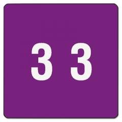 Smead Numerical End Tab File Folder Labels, 3, 1.5 x 1.5, Purple, 250/Roll (67423)
