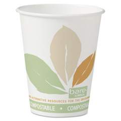 Dart Bare by Solo Eco-Forward PLA Paper Hot Cups, 8 oz, Leaf Design, White/Green/Orange, 50/Bag, 20 Bags/Carton (378PLABB)