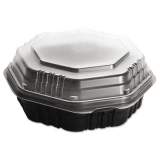 Dart OctaView Hinged-Lid Hot Food Containers, 31 oz, 9.55 x 9.1 x 3, Black/Clear, 100/Carton (809011PP94)