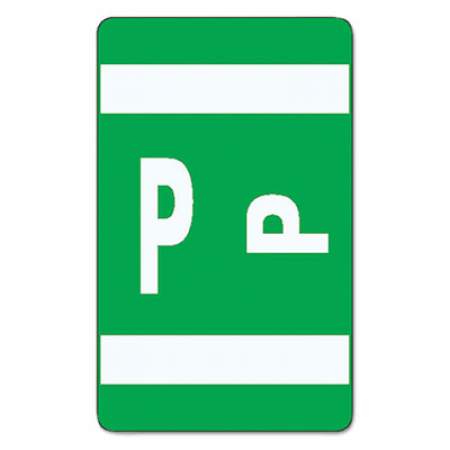 Smead AlphaZ Color-Coded Second Letter Alphabetical Labels, P, 1 x 1.63, Dark Green, 10/Sheet, 10 Sheets/Pack (67186)
