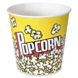 Dart Paper Popcorn Bucket, Popcorn Design, 85 oz, Yellow/Red, 15/Pack, 10 Packs/Carton (VP85)