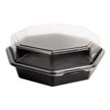 Dart OctaView Hinged-Lid Cold Food Containers, 42 oz, 9.57 x 9.2 x 3.2, Black/Clear, 100/Carton (864612PS94)