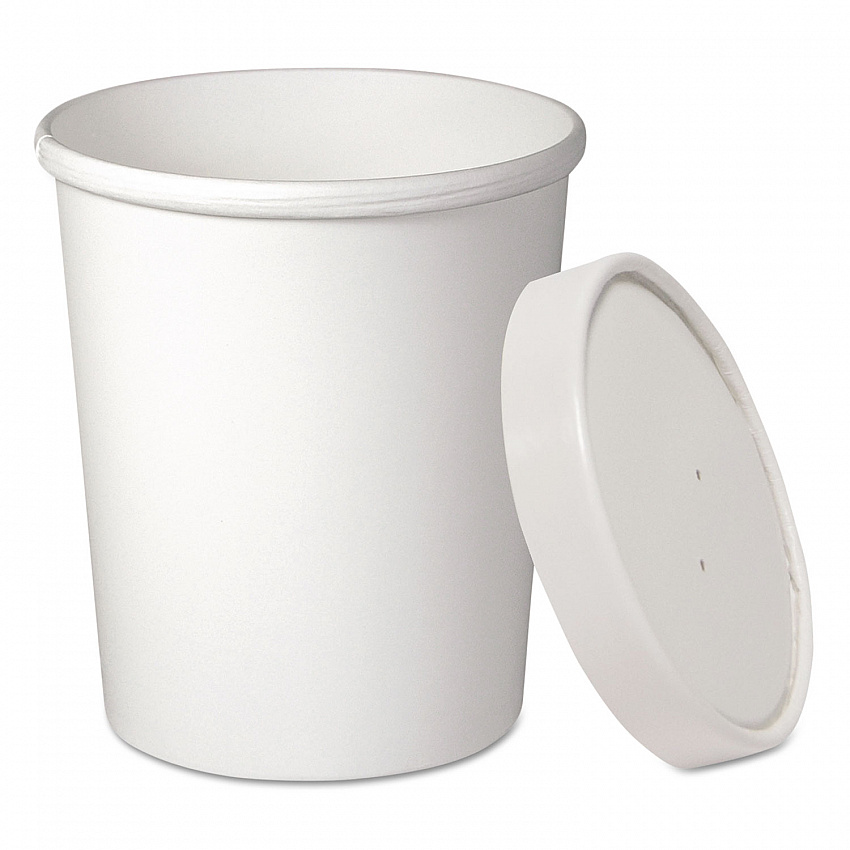 Flexstyle Double Poly Food Combo Packs, 32 oz, White, Paper, 25 Cups and 25 Lids/Pack, 10 Packs/Carton (KHB32A)