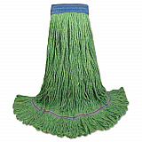 Super Loop Wet Mop Head, Cotton/Synthetic Fiber, 5" Headband, X-Large Size, Green, 12/Carton (504GN)