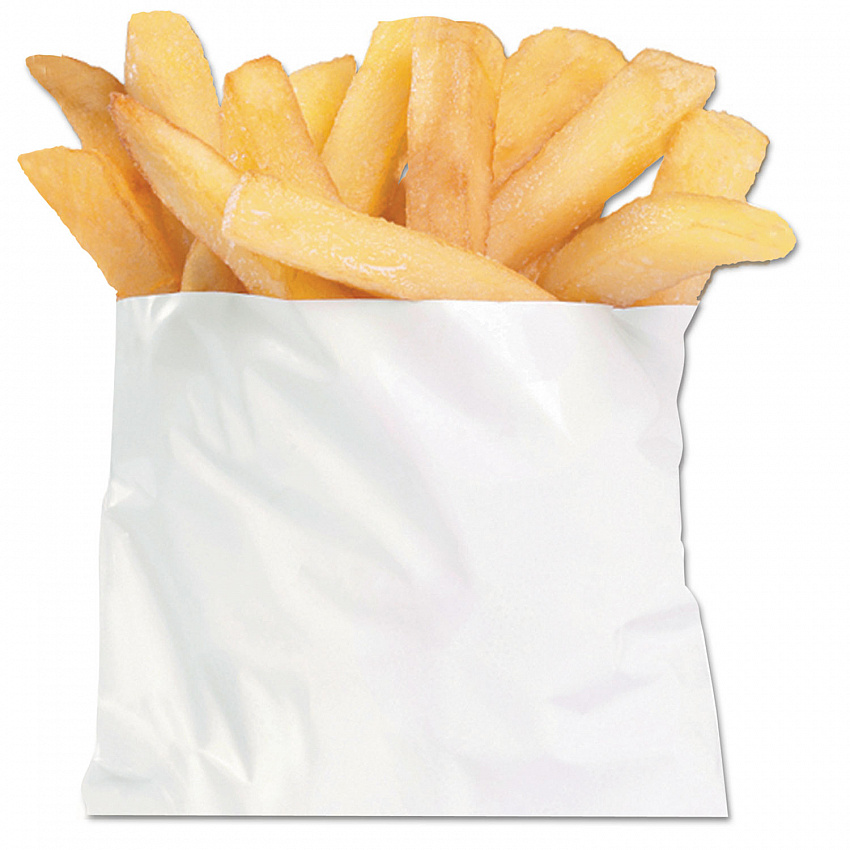 French Fry Bags, 4.5" x 4.5", White, 2,000/Carton (450006)