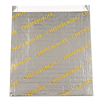 Foil/Paper/Honeycomb Insulated Bag, Cheeseburger Labeling, 6" x 0.75" x 6.5", Gray/Yellow, 1,000/Carton (300524)