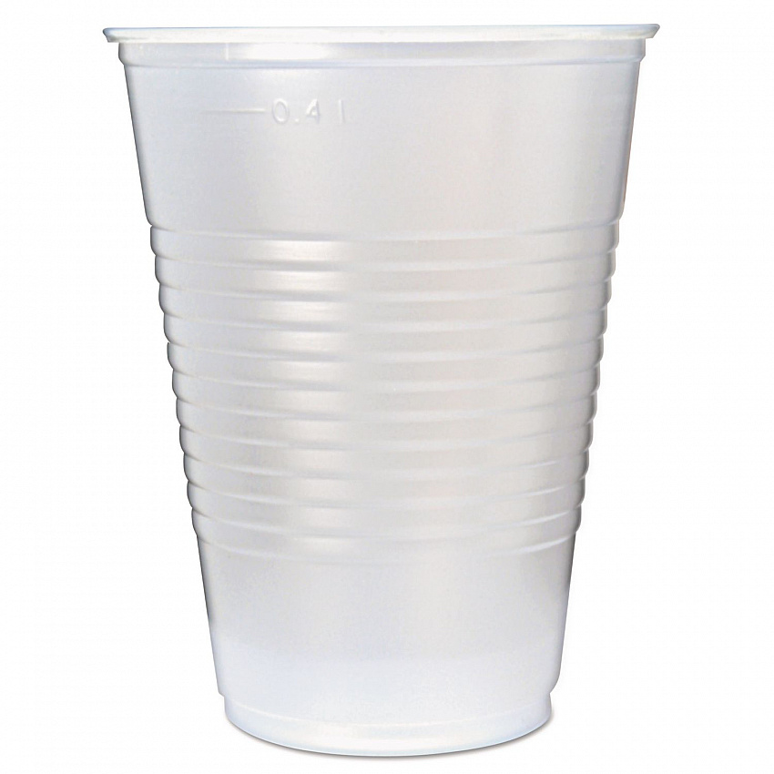 RK Ribbed Cold Drink Cups, 16 oz, Plastic, Translucent, 50/Sleeve, 20 Sleeves/Carton (RK16)