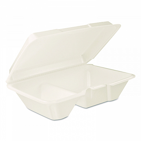 Foam Hinged Lid Containers, 6.4 x 9.33 x 2.9, White, 100/Bags, 2 Bags/Carton (205HT2)