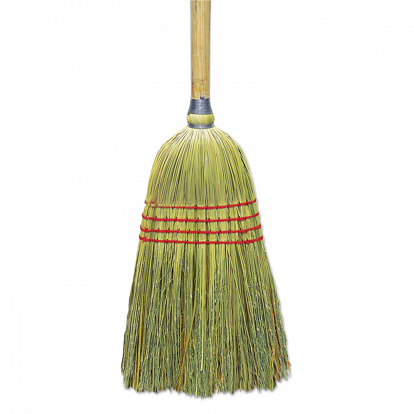 Upright Corn/Fiber Broom, 56" Overall Length, Natural, 6/Carton (BR10012)