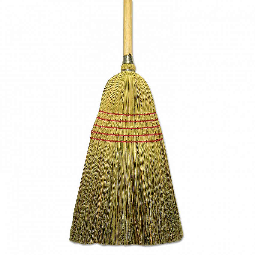 Corn/Fiber Brooms, Corn/Yucca Bristles, 53.5" Overall Length, Natural, 6/Carton (BR10004)