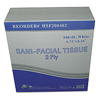 Sani Facial Tissue, 2-Ply, White, 40 Sheets/Box, 5 Boxes/Carton (HSF200402)