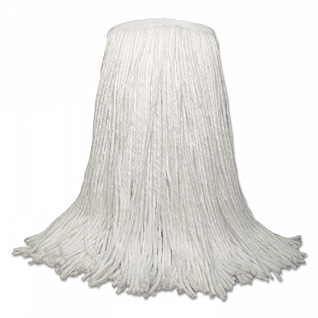 Banded Rayon Cut-End Mop Heads, White, 20 oz, 1 1/4
