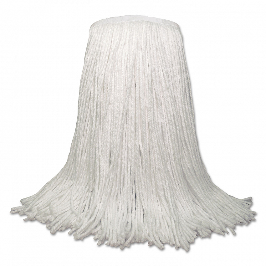 Banded Rayon Cut-End Mop Heads, White, 20 oz, 1 1/4" Headband, White, 12/Carton (RM30020)