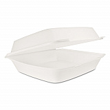 Hinged Lid Carryout Container, 9.5 x 10.33 x 3.5, White, Foam, 100/Bag, 2 Bags/Carton (110HT1)