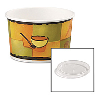 Streetside Paper Food Container with Plastic Lid, Streetside Design, 8 oz to 10 oz, 250/Carton (70408)