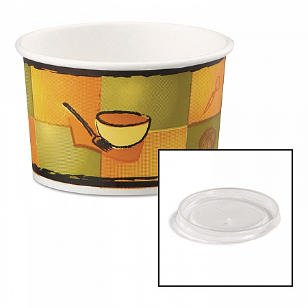 Streetside Paper Food Container with Plastic Lid, Streetside Design, 8 oz to 10 oz, 250/Carton (70408)