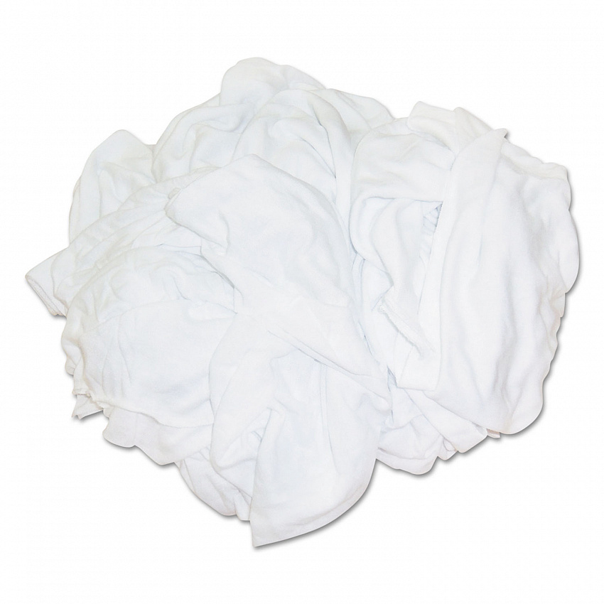 New Bleached White T-Shirt Rags, Multi-Fabric, 25 lb Polybag (45525BP)