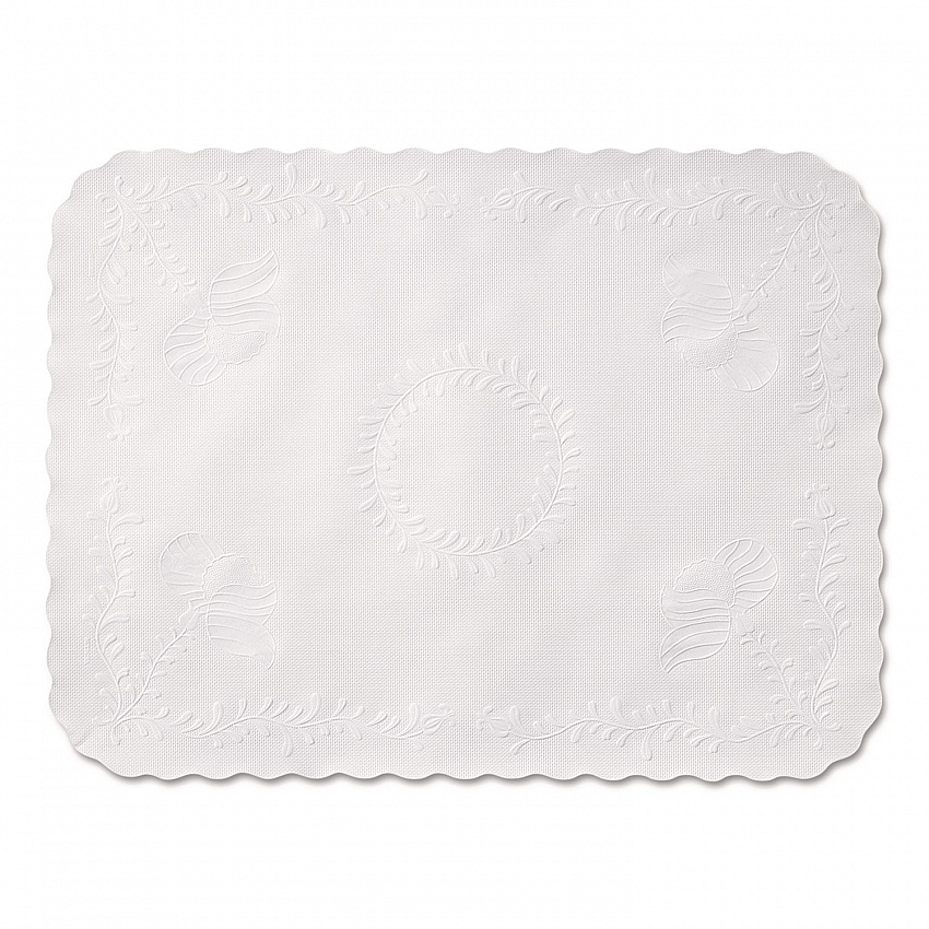 Scalloped Edge Traymat, Smooth Surface, 16.63" x 12.75", White, 1,000/Carton (TC8704471)