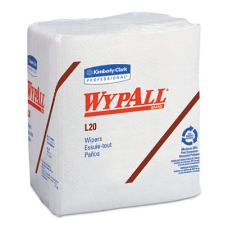 WypAll L20 Towels, 1/4 Fold, 4-Ply, 12 1/5 x 13, White, 68/Pack, 12/Carton (47022)